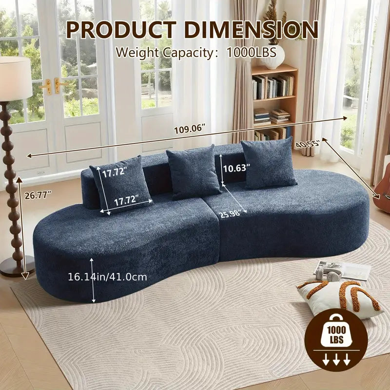 Split-Type Curved Velvet Sofa