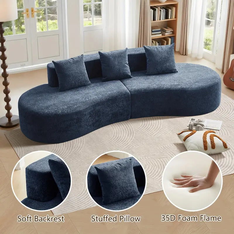 Split-Type Curved Velvet Sofa