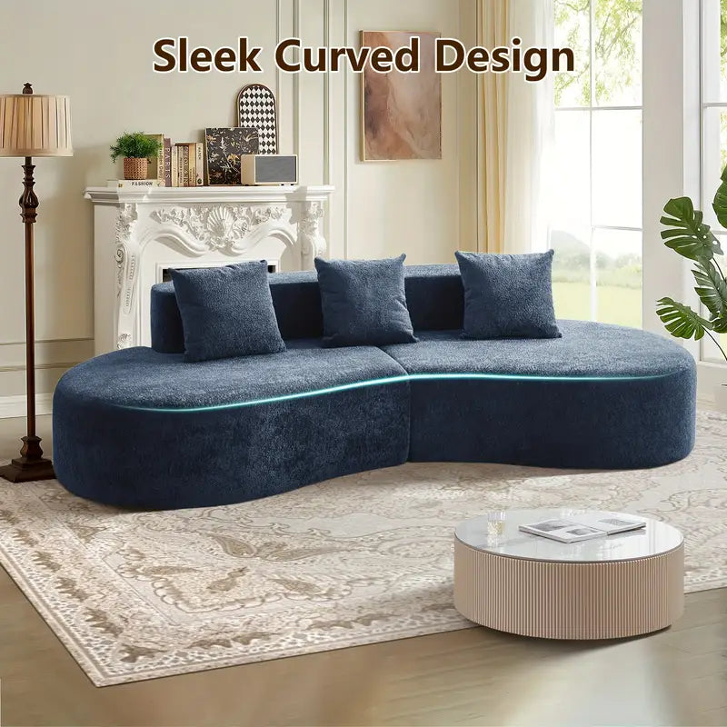 Split-Type Curved Velvet Sofa
