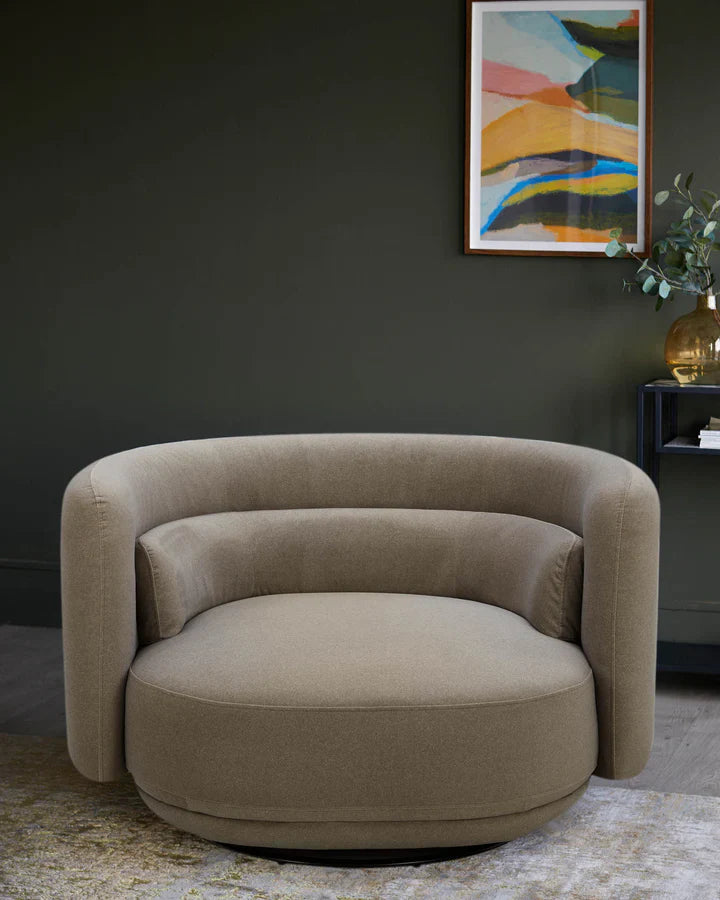 Olive Green Velvet Swivel Loveseat