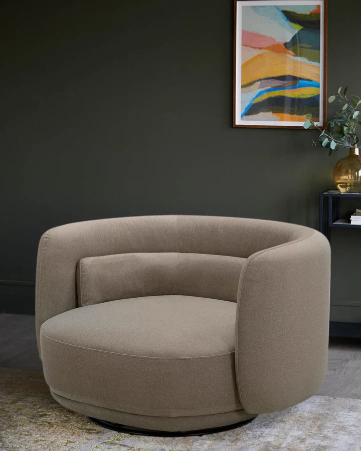 Olive Green Velvet Swivel Loveseat