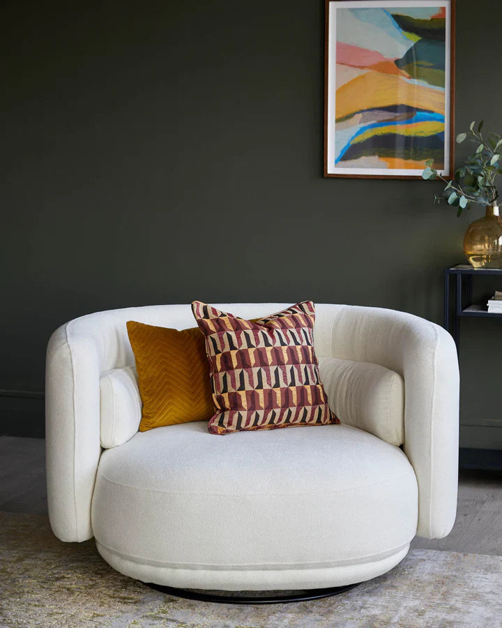 Olive Green Velvet Swivel Loveseat
