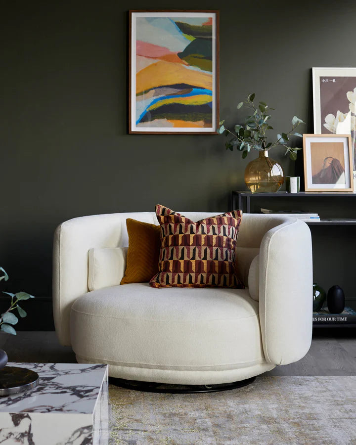 Olive Green Velvet Swivel Loveseat
