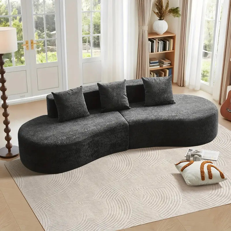 Split-Type Curved Velvet Sofa