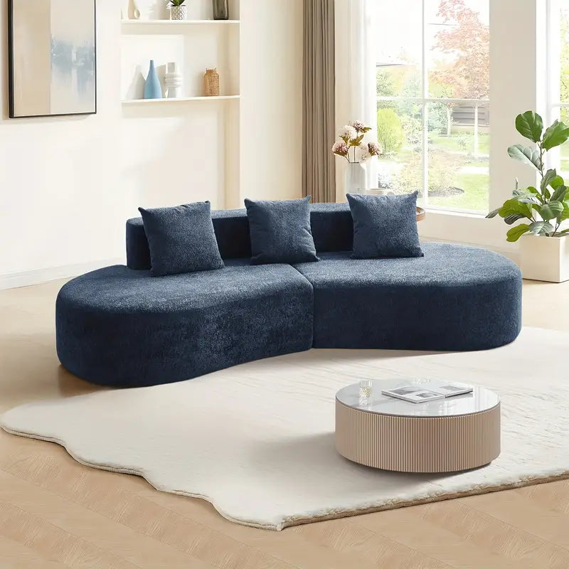 Split-Type Curved Velvet Sofa