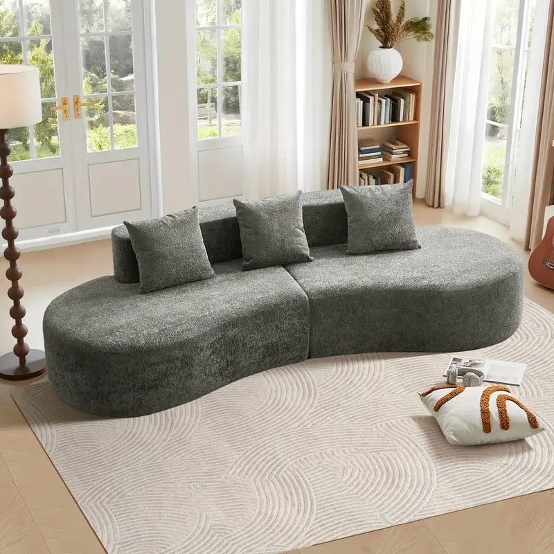 Split-Type Curved Velvet Sofa