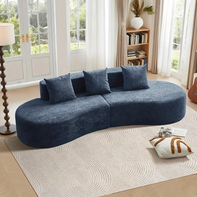 Split-Type Curved Velvet Sofa