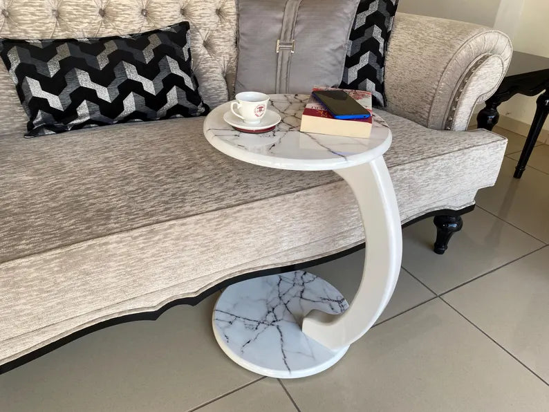 Round C-shaped side table
