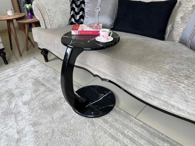 Round C-shaped side table
