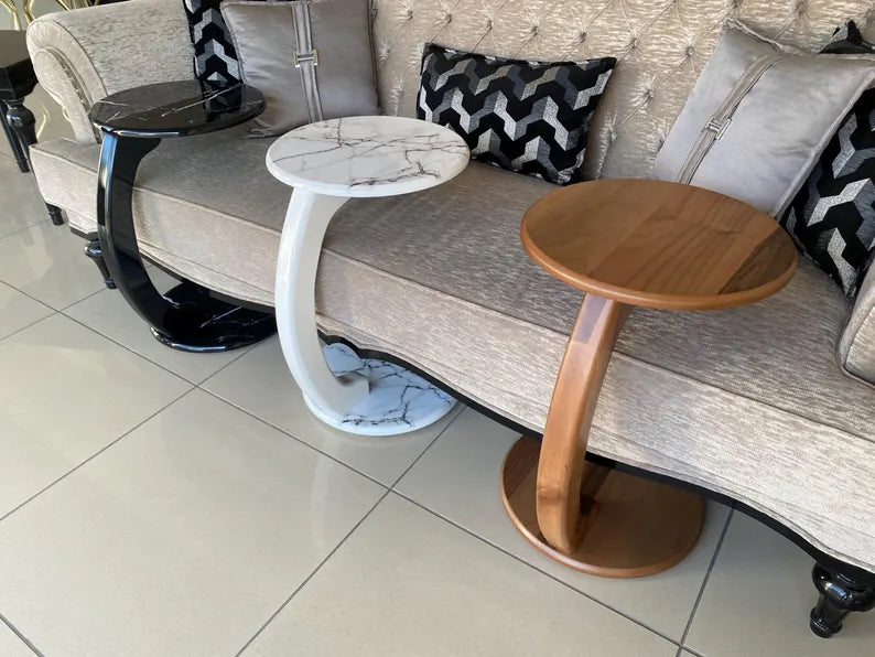 Round C-shaped side table