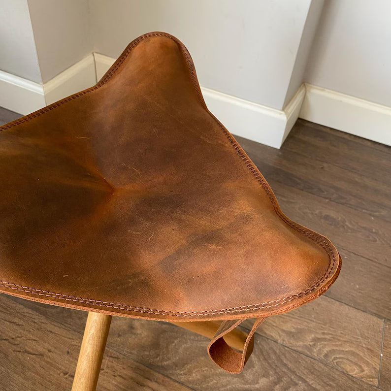 Handmade Genuine Leather Stool