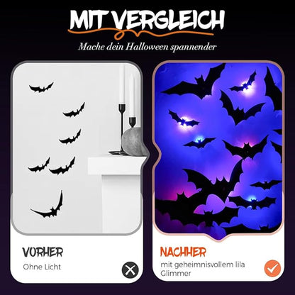 Halloween LED Bat Decorations - 12Pcs Black
