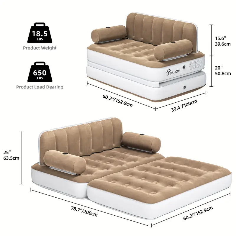 2-person rectangular air mattress sofa bed