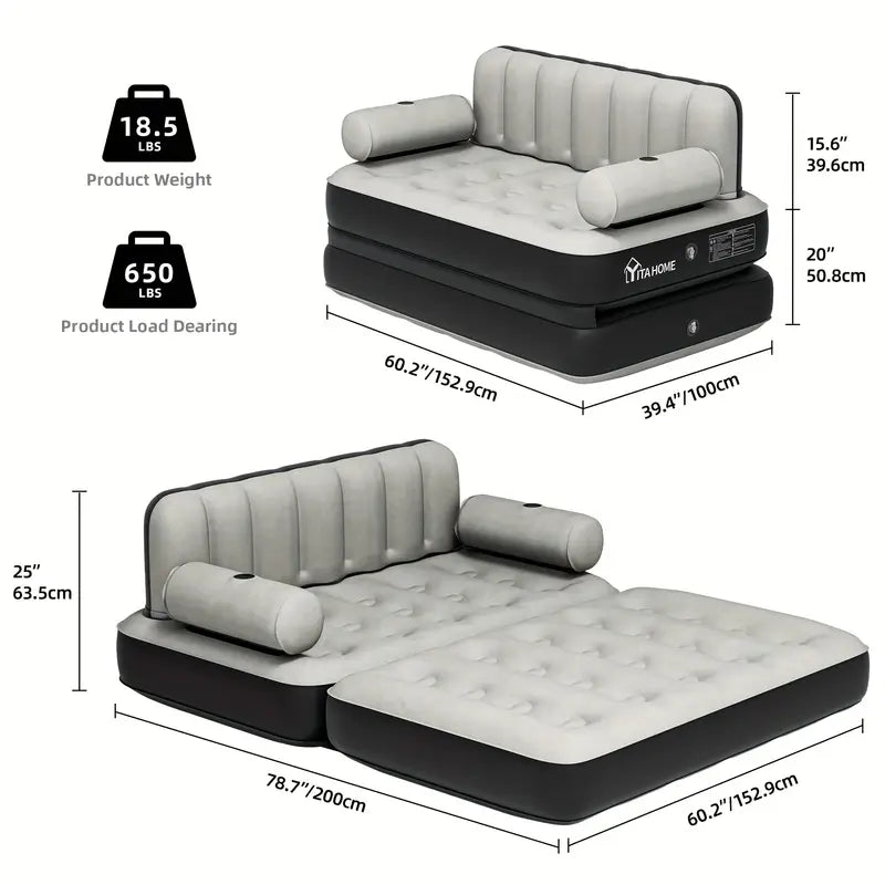2-person rectangular air mattress sofa bed