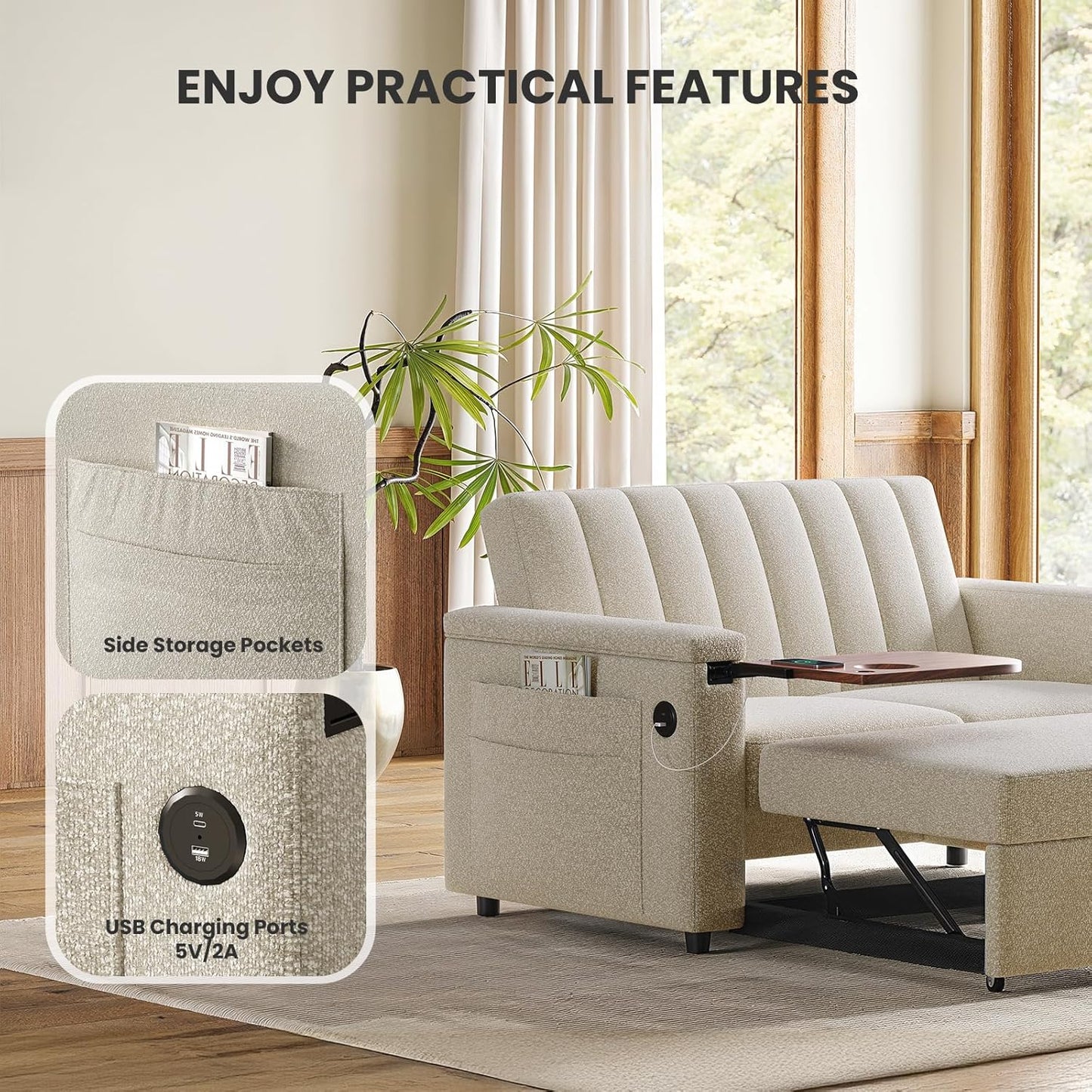 Convertible Sleeper Sofa Bed