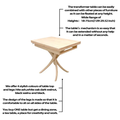 Multi-Functional Extendable Height-Adjustable Table