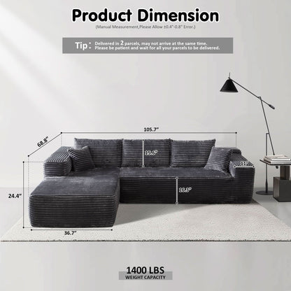 104" L-Shape Modular Couch with Chaise